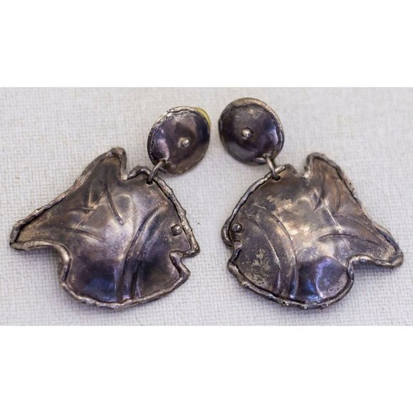 Vintage Intricate Fishes Stylish Large Dangle Earrings - A21 - Picture 2 of 3